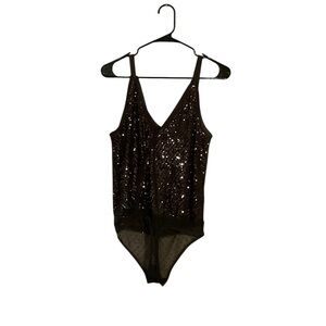 ✨ Intimately By Free People Sequin Mesh Bodysuit – Black, Medium, NWT ✨